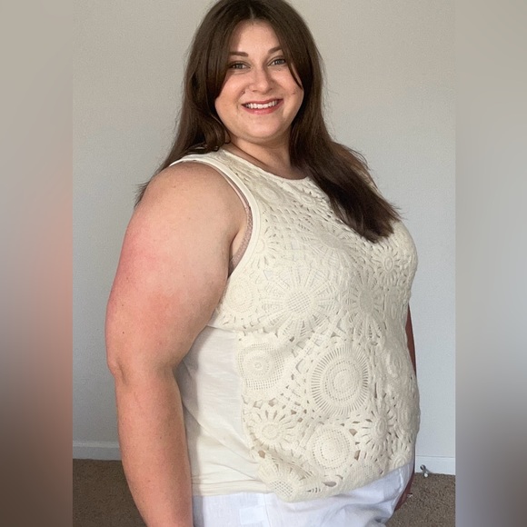 Maurices Crochet Front Tank - “Almond Cream” - Picture 3 of 10